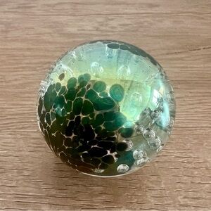 GES‎ Glass Eye Studio Art Glass Paperweight Signed GES 94, Smoke & Clear Bubbles